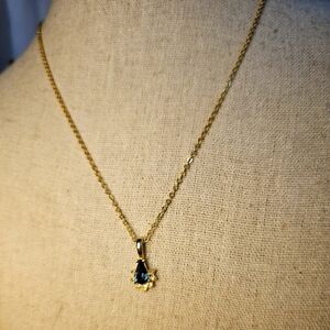 Vintage Fashion Necklace Blue Sapphire Pendant